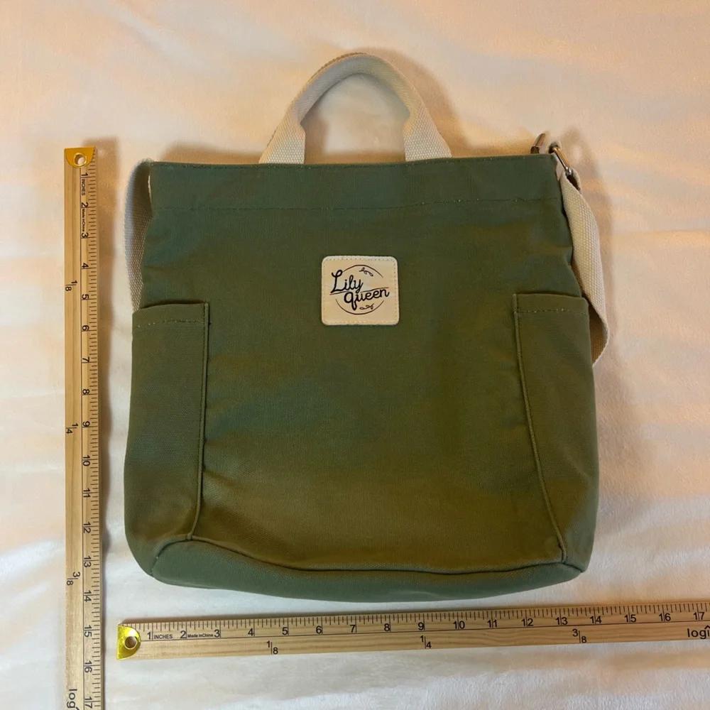 Lily Queen Canvas Bag Crossbody with Handles Olive Green‎